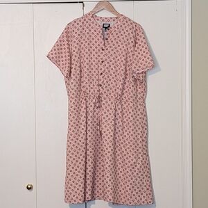 Lands' End Pink Geometric Midi Dress